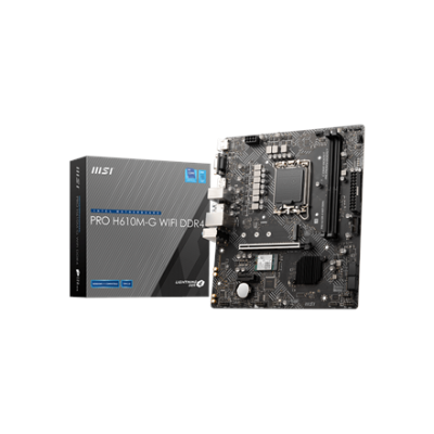 MSI PRO H610M-G WIFI DDR4 | Processor family Intel | Processor socket LGA1700 | DDR4 | Supported hard disk drive interfaces SATA, M.2 | Number of SATA connectors 4