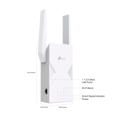 TP-LINK BE3600 Dual-Band Wi-Fi 7 Range Extender | RE235BE | 802.11ax | 688 / 2882 Mbit / s | Ethernet LAN (RJ-45) ports 1 | MU-MiMO No | no PoE | Antenna type External