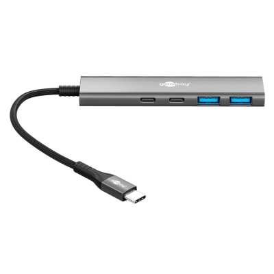 Goobay Slim 4-Port USB Hub, USB-C to USB-C / USB-A, 5 Gbit / s | 76563