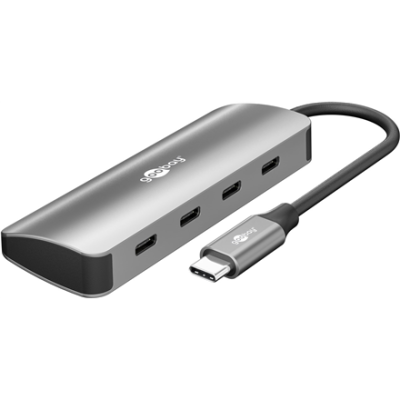 Goobay Slim 4-Port USB-Hub, USB-C auf USB-C, 10 Gbit / s, Grey | 76565