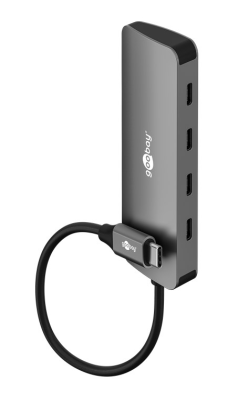 Goobay Slim 4-Port USB-Hub, USB-C auf USB-C, 10 Gbit / s, Grey | 76565