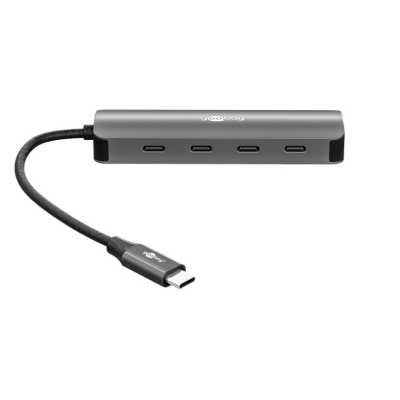 Goobay Slim 4-Port USB-Hub, USB-C auf USB-C, 10 Gbit / s, Grey | 76565
