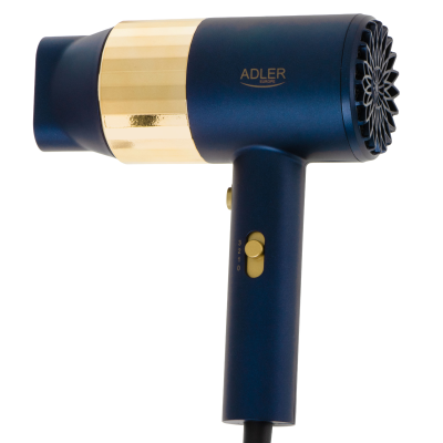 Adler Hair dryer | AD 2280 | 1800 W | Number of temperature settings 3 | Blue / Gold