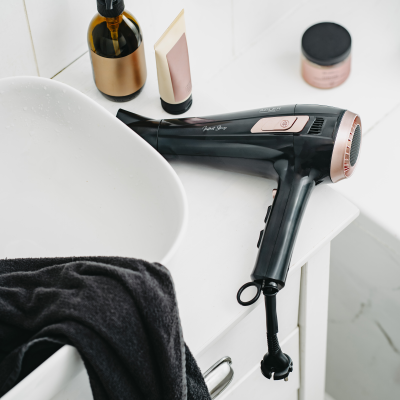 Adler Hair dryer with retractable power cord | AD 2283 | 2400 W | Number of temperature settings 3 | Diffuser nozzle | Black / Golden Rose