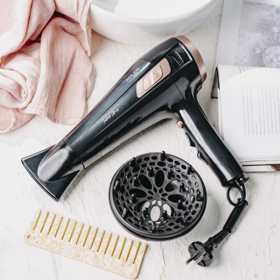 Adler Hair dryer with retractable power cord | AD 2283 | 2400 W | Number of temperature settings 3 | Diffuser nozzle | Black / Golden Rose