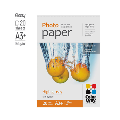 ColorWay Photo Paper, 20 sheets | 180 g / m² | A3+ | High Glossy