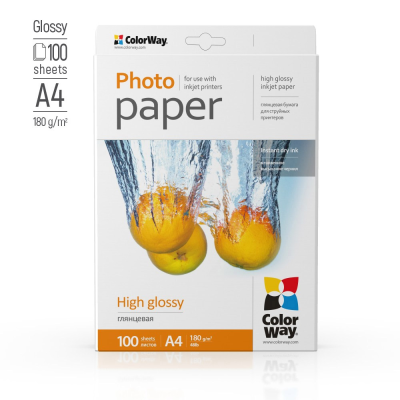 ColorWay Photo Paper, 100 sheets | 180 g / m² | A4 | High Glossy