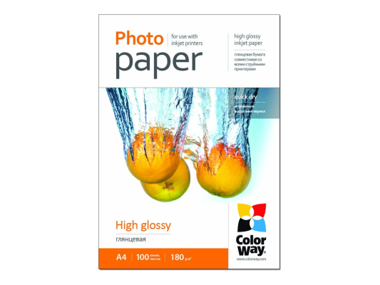 ColorWay Photo Paper, 100 sheets | 180 g / m² | A4 | High Glossy