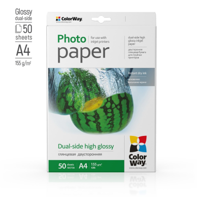 ColorWay Photo Paper, 50 sheets | 155 g / m² | A4 | Dual-side High Glossy