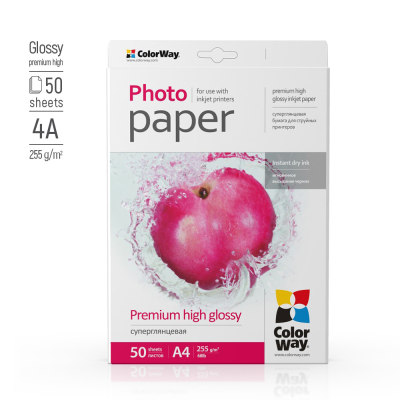 ColorWay Photo Paper, 50 sheets | 255 g / m² | A4 | Premium High Glossy