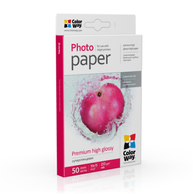 ColorWay Photo Paper, 50 sheets | 255 g / m² | 10x15 | Premium High Glossy