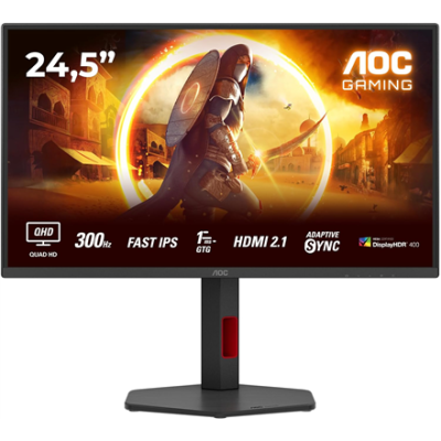AOC | Q25G4SR | 24.5 " | Fast IPS | QHD | 16:9 | 300 Hz | 1 ms | 2560 x 1440 pixels | 400 cd / m² | HDMI ports quantity 2 | Black