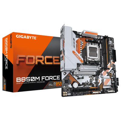 Gigabyte B850M FORCE (rev. 1.0) | Processor family AMD | Processor socket AM5 | DDR5 | Supported hard disk drive interfaces SATA, M.2 | Number of SATA connectors 4