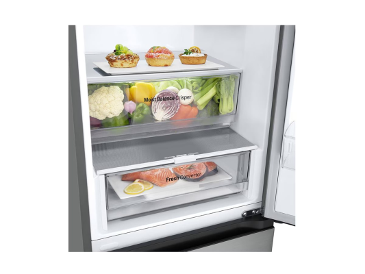 LG Refrigerator | GBV3110EPY | Energy efficiency class E | Free standing | Combi | Height 186 cm | No Frost system | Fridge net capacity 234 L | Freezer net capacity 110 L | Display | 35 dB | Prime Silver