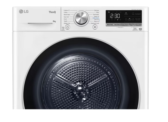 LG Dryer Machine | RH80V9AV3N | Energy efficiency class C | Front loading | 8 kg | LED | Depth 69 cm | Wi-Fi | White