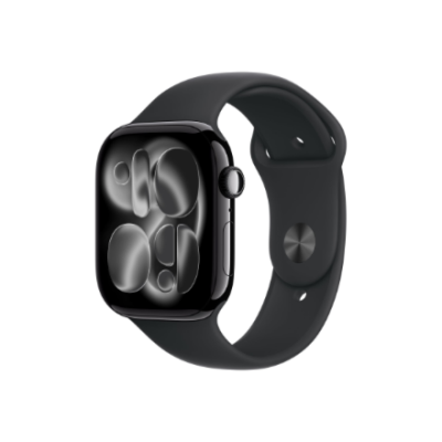 Apple Watch Series 11 GPS + Cellular 46mm Jet Black Aluminium Case with Black Sport Band - M / L | Smart watch | LTPO OLED Always-On Retina | Waterproof | Jet Black