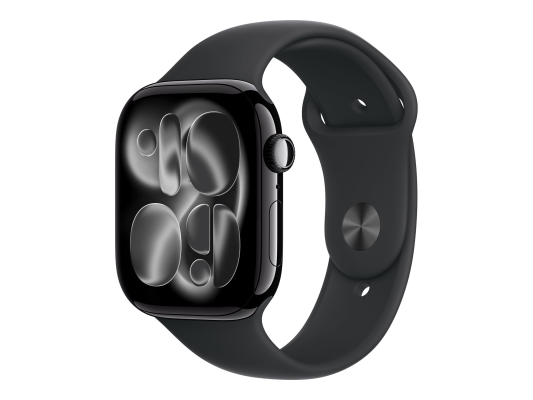 Apple Watch Series 11 GPS + Cellular 46mm Jet Black Aluminium Case with Black Sport Band - M / L | Smart watch | LTPO OLED Always-On Retina | Waterproof | Jet Black