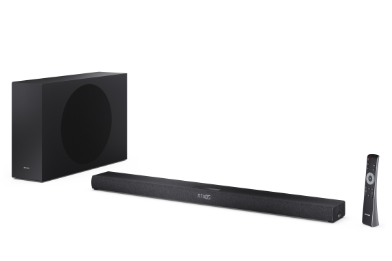 Sharp 2.1ch Ultra-slim Dolby Atmos / DTS Virtual: X Soundbar with Wireless Subwoofer | HT-SBW320 | 360 W | Bluetooth | Black | Wireless connection