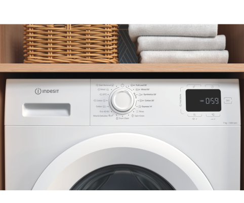 INDESIT Washing machine | IM 762 MY TIME EE | Energy efficiency class A | Front loading | Washing capacity 7 kg | 1200 RPM | Depth 50 cm | Width 60 cm | Display | Digit | Steam function | White