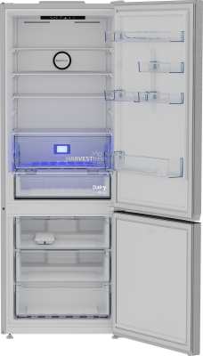 BEKO Refrigerator | B3RCNE564HXB | Energy efficiency class E | Free standing | Combi | Height 192 cm | No Frost system | Fridge net capacity 340 L | Freezer net capacity 150 L | Display | 39 dB | Stainless steel