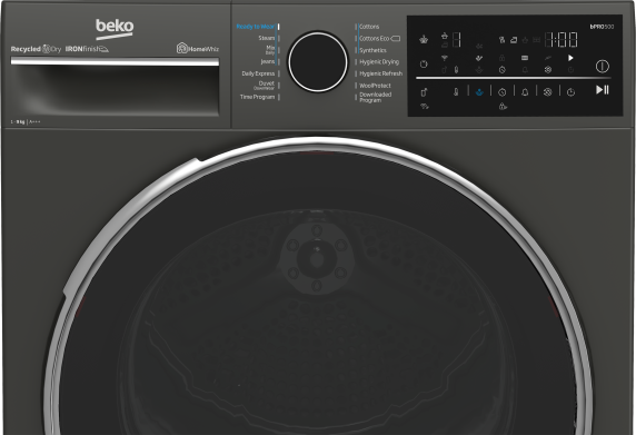 BEKO Dryer Machine | B5T89243M | Energy efficiency class C | Front loading | 9 kg | Heat pump | Digital | Depth 67 cm | Steam function | Black