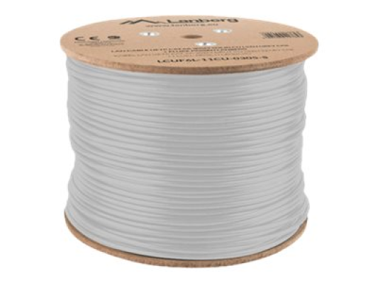 Lanberg | LAN Cable CAT.6A UFTP 305M Solid CU LSZH Grey CPR + Fluke Passed | LCUF6L-11CU-0305-S