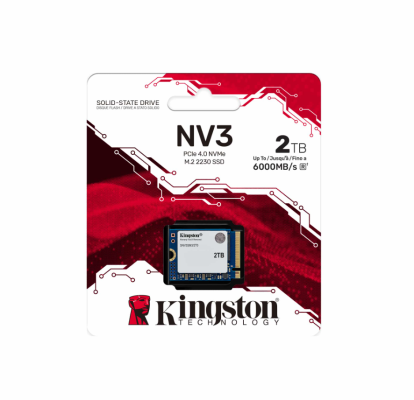 Kingston SSD | NV3 | 2000 GB | SSD form factor M.2 2230 | Solid-state drive interface PCIe 4.0 x4 NVMe | Read speed 6000 MB / s | Write speed 5000 MB / s
