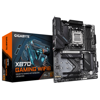 Gigabyte X870 GAMING WF6 | Processor family AMD | Processor socket AM5 | DDR5 | Supported hard disk drive interfaces M.2, SATA | Number of SATA connectors 4