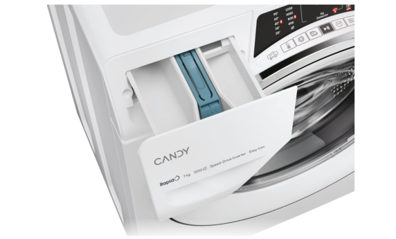 Candy Washing machine | RO41274DWMCT / 1-S | Energy efficiency class A | Front loading | Washing capacity 7 kg | 1200 RPM | Depth 45.4 cm | Width 60 cm | Display | 4-digit | Steam function | Wi-Fi | White