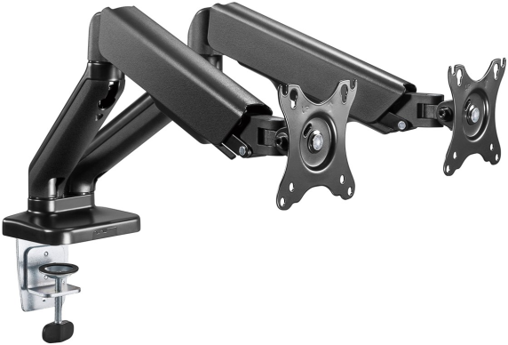 Goobay Desk Mount | Double Monitor Mount with Gas Spring | Swivel, Tilt, Rotation | 17-32 " | Maximum weight (capacity) 9 kg | Black