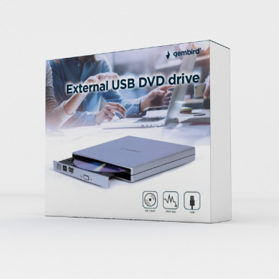 Gembird External USB DVD drive | DVD-USB-021-SV | Interface USB 2.0 | CD / DVD | CD read speed 24 x | CD write speed 24 x | Silver