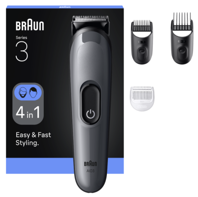 Braun 4-in-1 Grooming Kit | All-in-One Series 3 AIO3500 | Cordless | Number of length steps 14 | Black