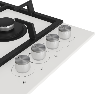 BEKO Hob | HILW64225SW | Gas | Number of burners / cooking zones 4 | Knob | White