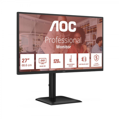 AOC | Q27E4CV | 27 " | IPS | QHD | 16:9 | 120 Hz | 4 ms | 2560 x 1440 pixels | 350 cd / m² | HDMI ports quantity 1 | Black