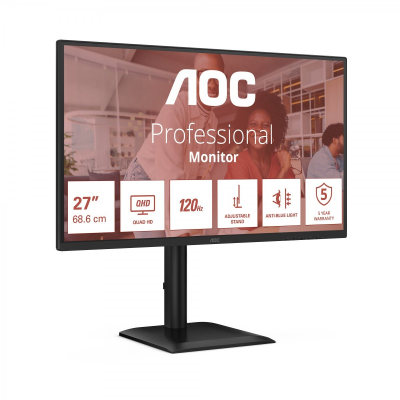 AOC | Q27E4CV | 27 " | IPS | QHD | 16:9 | 120 Hz | 4 ms | 2560 x 1440 pixels | 350 cd / m² | HDMI ports quantity 1 | Black