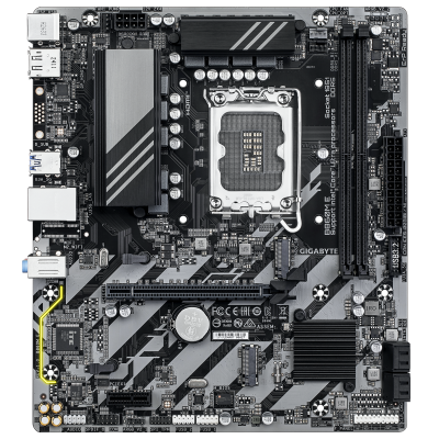 Gigabyte B860M E | Processor family Intel | Processor socket LGA1851 | DDR5 | Supported hard disk drive interfaces SATA, M.2 | Number of SATA connectors 4