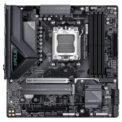 Gigabyte B850M EAGLE WF6E | Processor family AMD | Processor socket AM5 | DDR5 | Supported hard disk drive interfaces SATA, M.2 | Number of SATA connectors 4