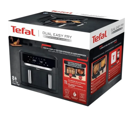 TEFAL | Air Fryer | EY942HE0 Easy Fry Dual XXL | Power 2700 W | Capacity 11 L | Black