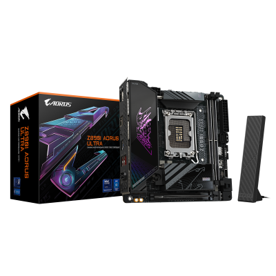 Gigabyte Z890I AORUS ULTRA | Processor family Intel | Processor socket LGA1851 | DDR5 | Supported hard disk drive interfaces M.2, SATA | Number of SATA connectors 2
