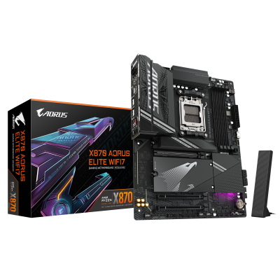 Gigabyte X870 AORUS ELITE WIFI7 | Processor family AMD | Processor socket AM5 | DDR5 | Supported hard disk drive interfaces SATA, M.2 | Number of SATA connectors 4