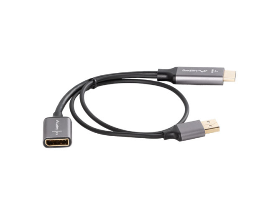 Lanberg HDMI (M) to Displayport (F) Adapter 4K on cable 20cm, Silver | AD-HD-DP-02