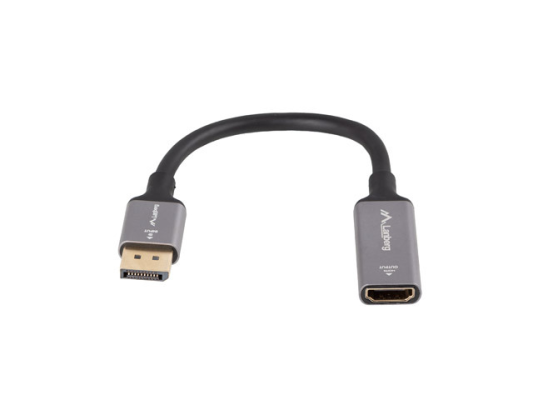 Lanberg Displayport (M) to HDMI (F) Adapter 8K on cable 20cm, Silver | AD-DP-HD-04