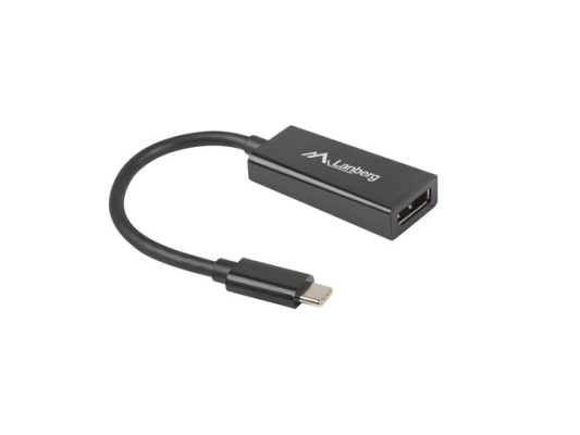 Lanberg USB-C (M) 3.1 to Displayport (F) Adapter cable 15cm, Black | AD-UC-DP-01