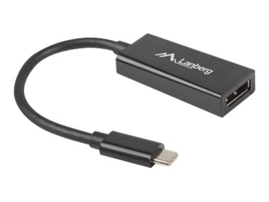 Lanberg USB-C (M) 3.1 to Displayport (F) Adapter cable 15cm, Black | AD-UC-DP-01