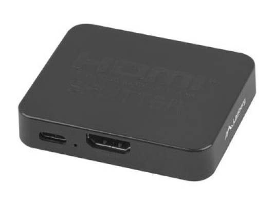 Lanberg Splitter video HDMI to 2X HDMI 4K, USB-C Port, Black | SPV-HDMI-1002