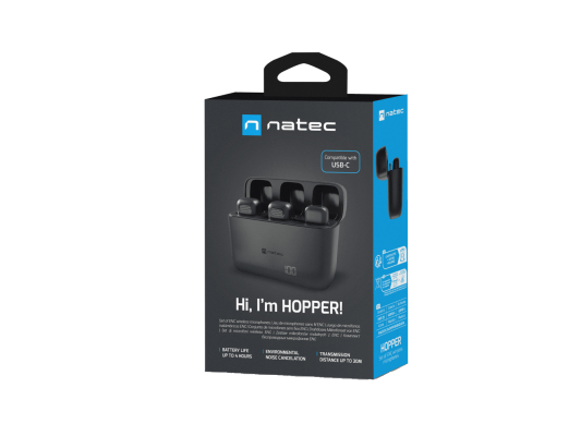 Natec | Hopper Lavier Mobile Microphone USB-C, 2 pcs | Noise reduction | Black