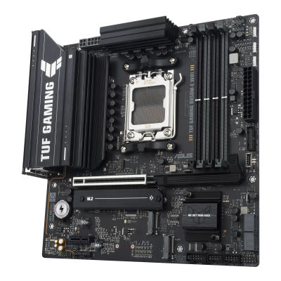 Asus TUF GAMING B850M-E WIFI | Processor family AMD | Processor socket AM5 | DDR5 | Supported hard disk drive interfaces SATA, M.2 | Number of SATA connectors 4