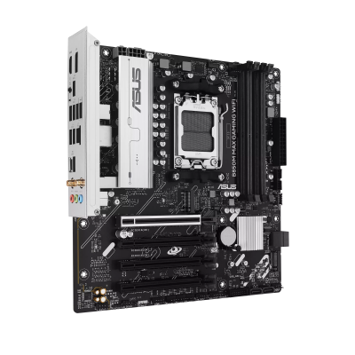 Asus B850M MAX GAMING WIFI | Processor family AMD | Processor socket AM5 | DDR5 | Supported hard disk drive interfaces SATA, M.2 | Number of SATA connectors 4