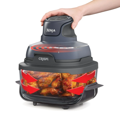 NINJA | 4-in-1 Portable Glass Air Fryer | FN101EUGY Crispi | Power 1700 W | Capacity 3.8 L | Blue / Black