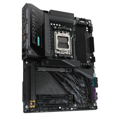 Gigabyte X870E A ELITE X | Processor family AMD | Processor socket AM5 | DDR5 | Supported hard disk drive interfaces SATA, M.2 | Number of SATA connectors 4